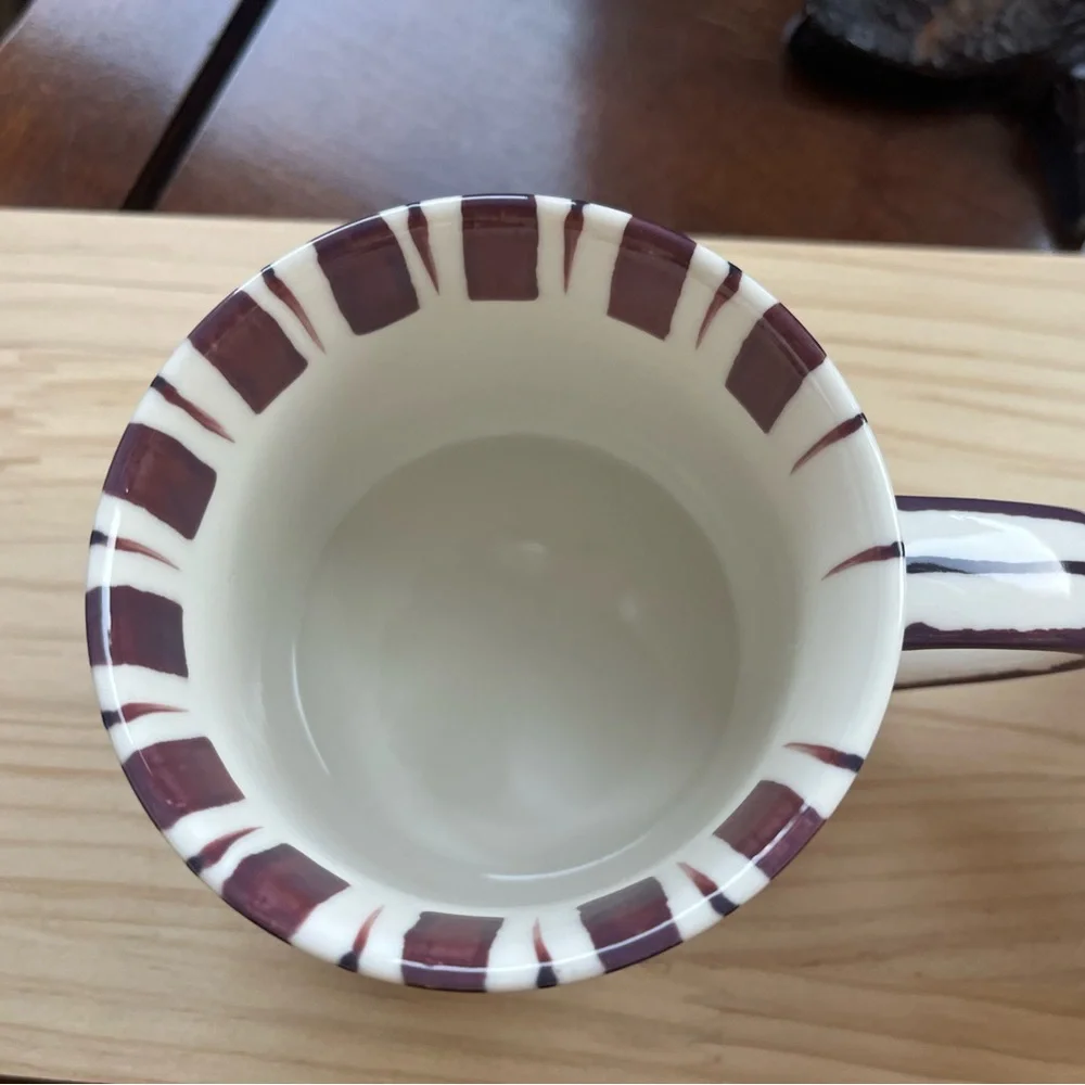 Noon & Moon Cherry Lacquer Stripe Coffee Tea Mug Cup Set Of 2